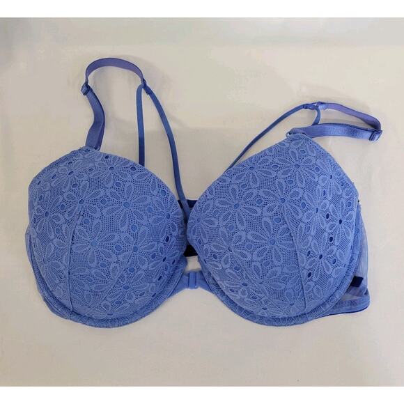 Victoria's Secret 2 Sexy Tee Blue Lined & Pink Push Up Lace Underwire Bras 36D - Picture 6 of 9